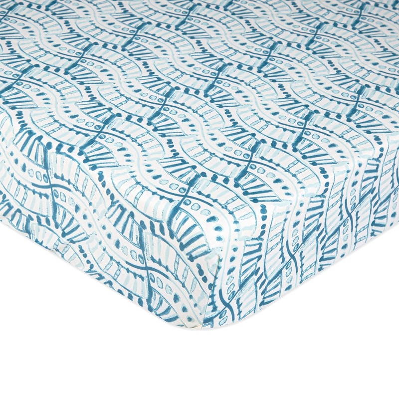 Crane Baby Caspian Collection Crib Sheet Indigo