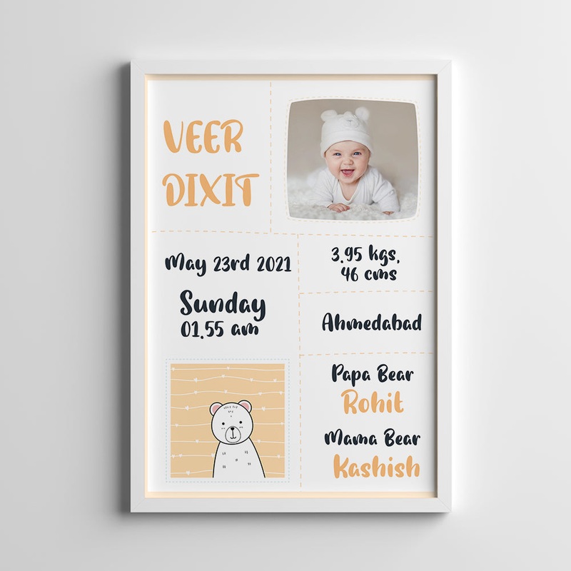Doodle’s Birth Statistics Frame – Baby Animals