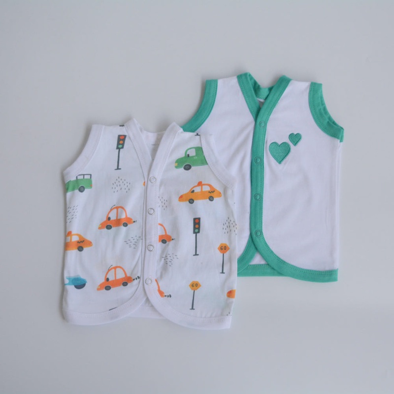 Green Hearts – Doodle Baby Vests (Set of 2)