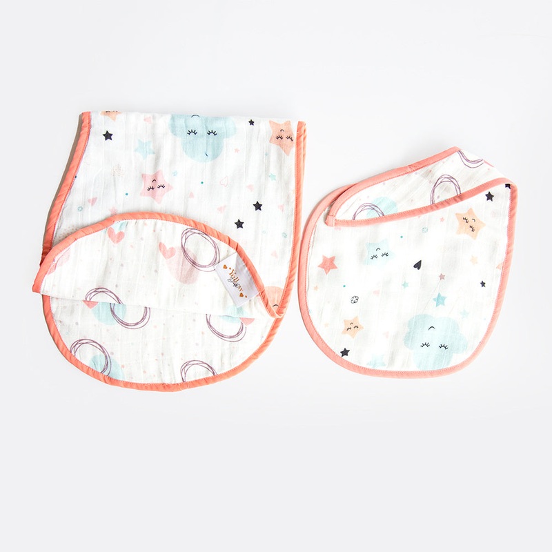 In The Sky – Reversible Bib & Burpy Cloth Set