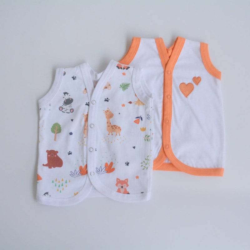 Orange Hearts – Doodle Baby Vests (Set of 2)
