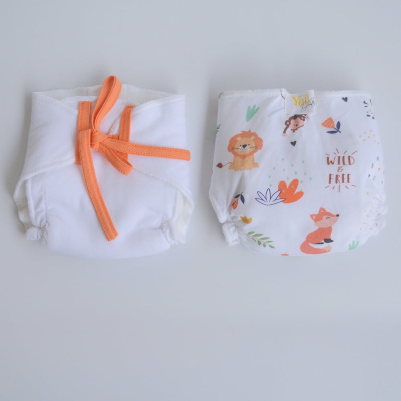 Orange Hearts – Doodle Dry Nappies (Set of 2)