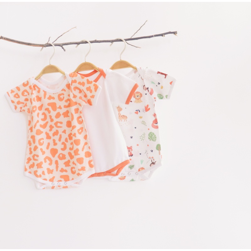 Orange Love Bodysuits – Set Of 3
