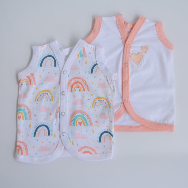 Peach Hearts – Doodle Baby Vests (Set of 2)