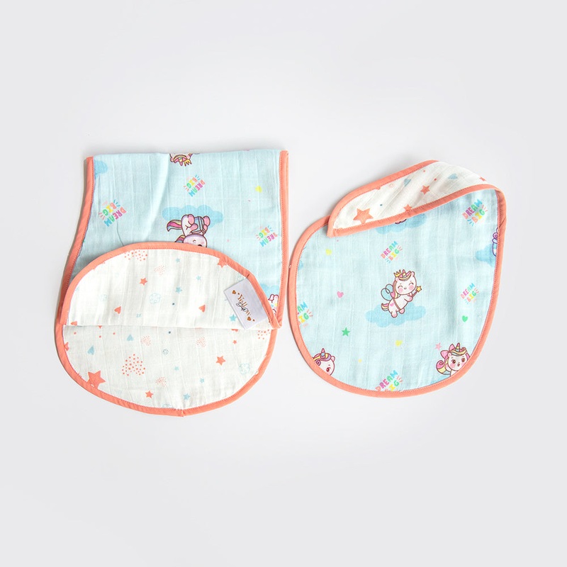 Unicorn Dreams – Reversible Bib & Burpy Cloth Set