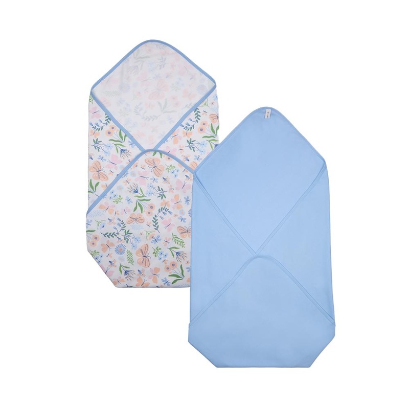 100% Cotton Interlock Baby Wrapper Butterfly Print & Blue Pack of 2