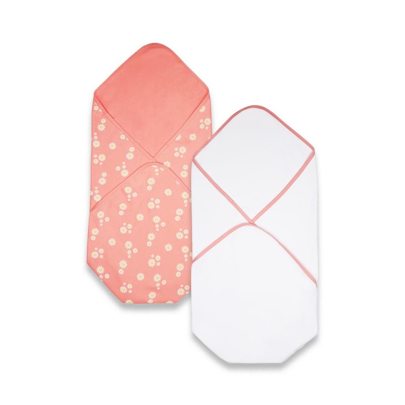 100% Cotton Interlock Baby Wrapper Daisy Print & White Pack of 2