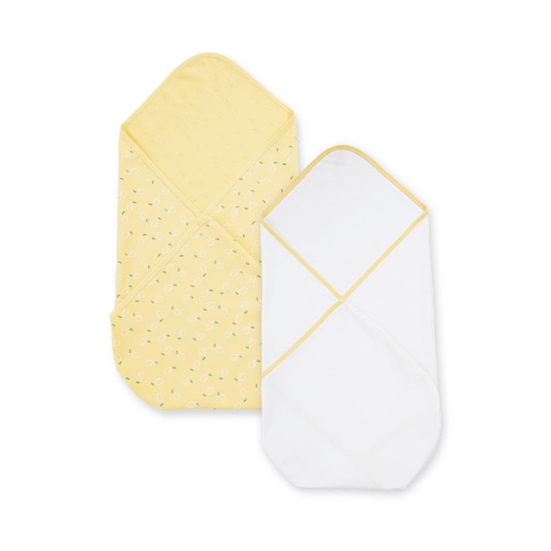 100% Cotton Interlock Baby Wrapper Lemon Print & White Pack of 2
