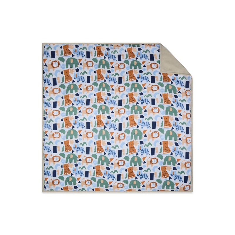 100% Premium Cotton 4 /6 Layered Baby Muslin Blanket Animal Print – Oatmeal – (43×43 Inches)