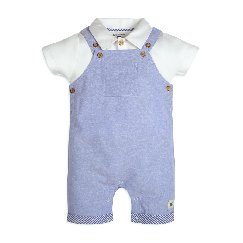 Brooks Chambray Dungaree With Knit Collared Tee – Blue & White