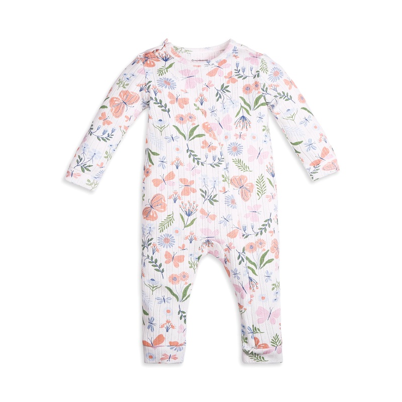 My Milestones Long Sleeves Pointelle Two Way Zipper Romper Enchanted Flora Print – Offwhite
