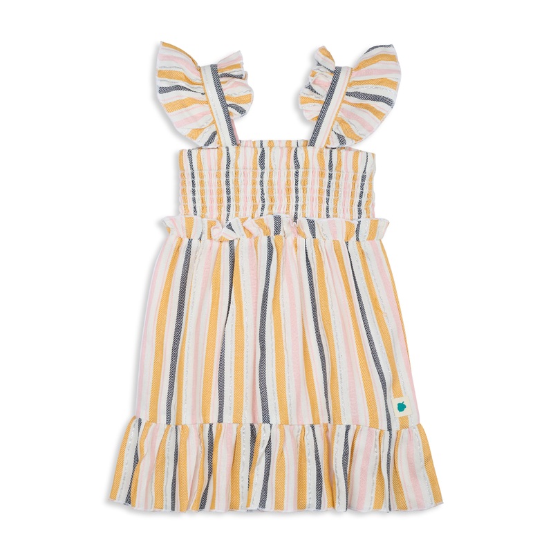 My Milestones Sparkle Lurex Dress with Smocking & Ruffle Details – Multi