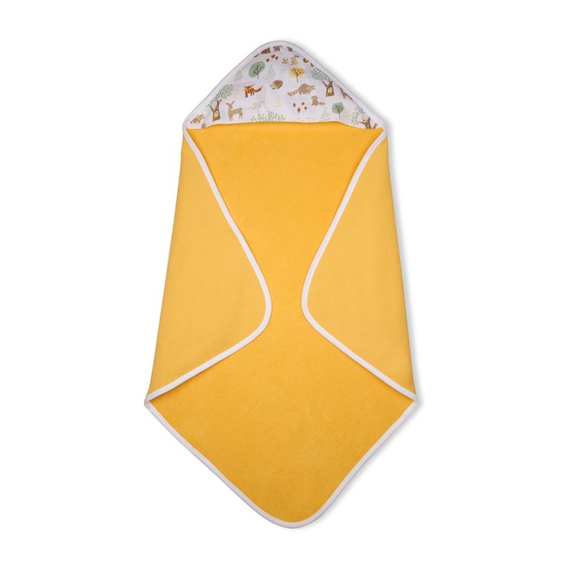 Premium Baby Hooded Towel With Woodland Wonders Muslin Hood, Soft and Lightweight – Yellow