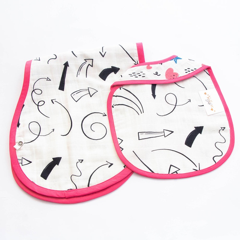 Doodle Arrows – Reversible Bib & Burpy Cloth Set