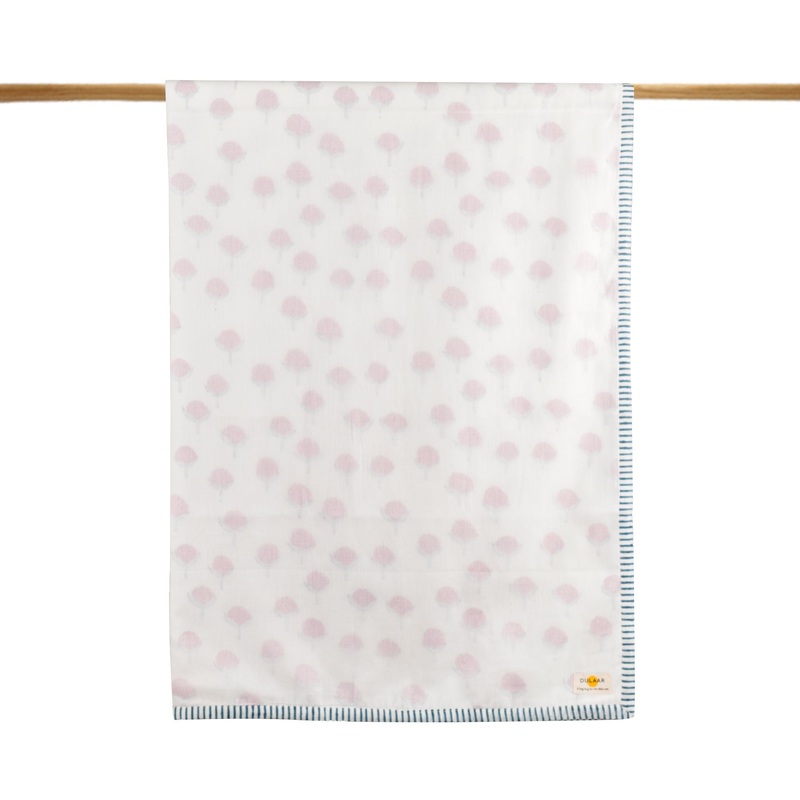 Dulaar Mulmul Muslin Dohar | Hand-Block Printed- Cotton Cheer Pink