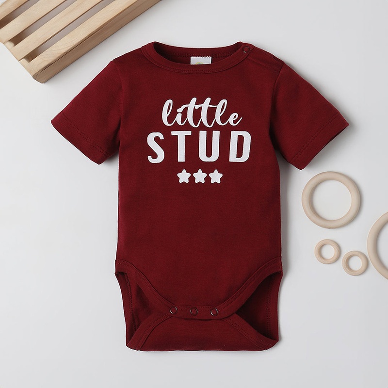 Fancy Fluff Little Stud Burgundy Onesie