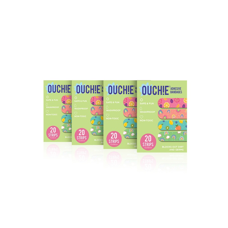 Ouchie Non-Toxic Printed Bandages Jumbo Pack – (80 Pack) – 4 X Lime Green