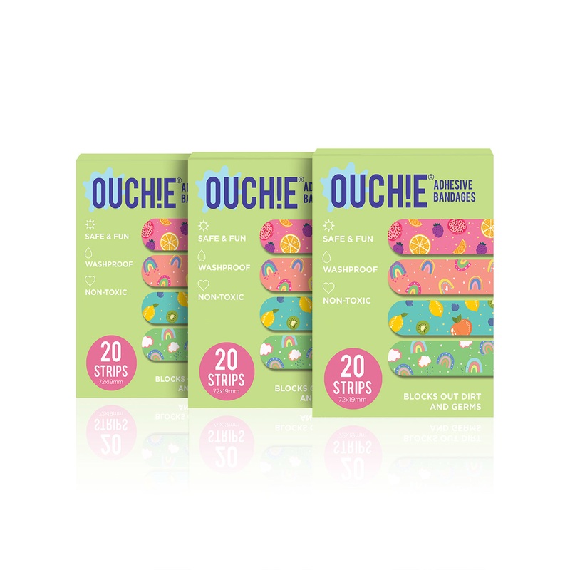 Ouchie Non-Toxic Printed Bandages Triple Combo – (40 Pack) – 2 X Lime Green