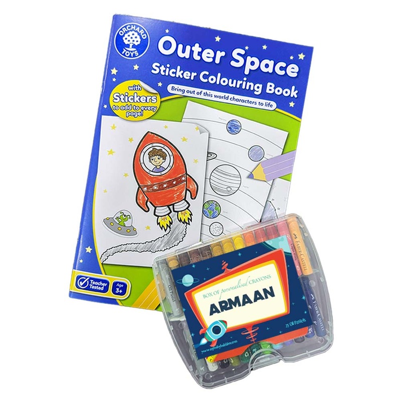 Orchard Toys Colouring Book & Personalised Crayon Set – Space