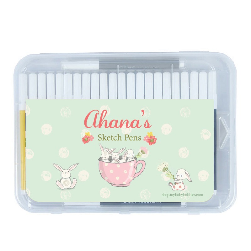Personalised Aqua Sketch Pens – Bunny