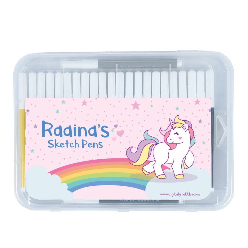 Personalised Aqua Sketch Pens – Unicorn