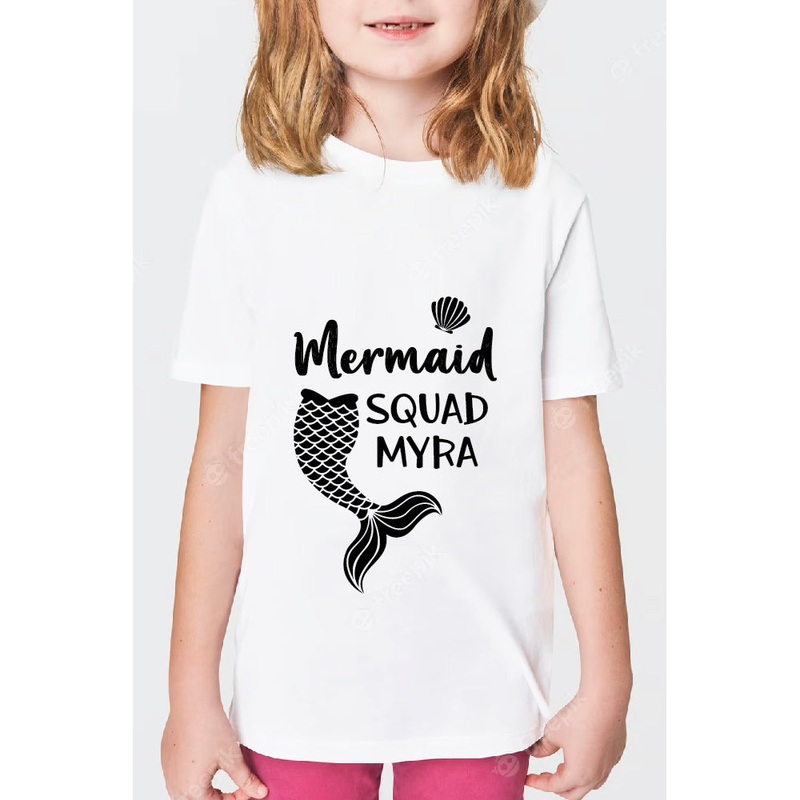 Personalised Holographic Themed Tshirt – Mermaid Squad