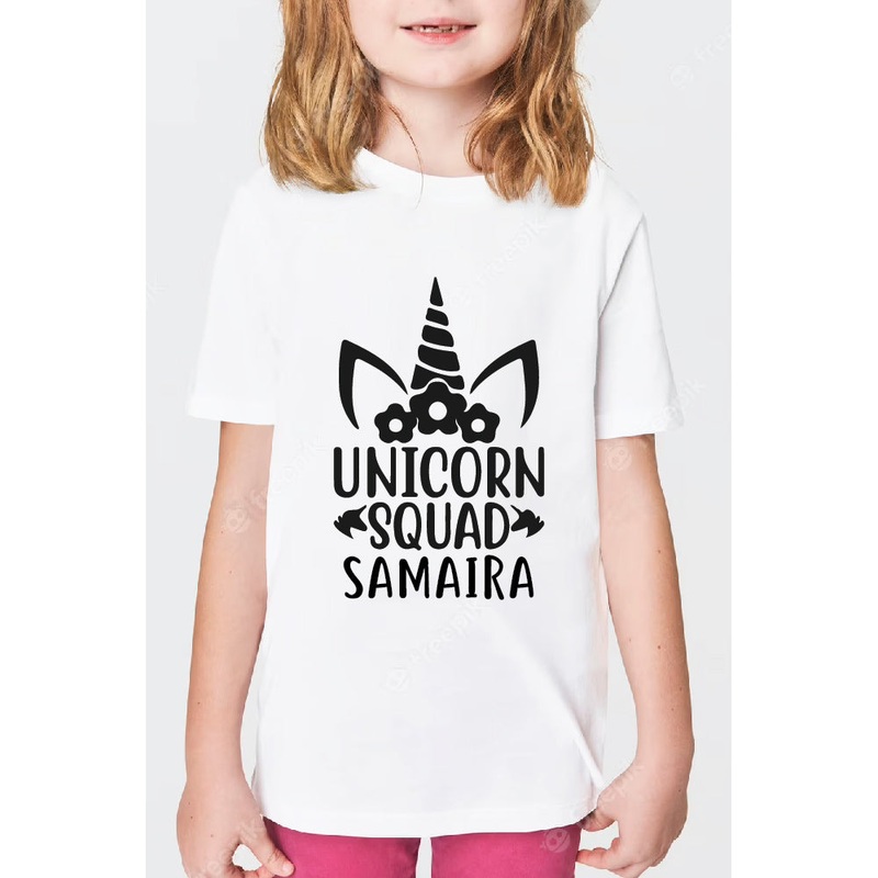 Personalised Holographic Themed Tshirt – Unicorn Squad