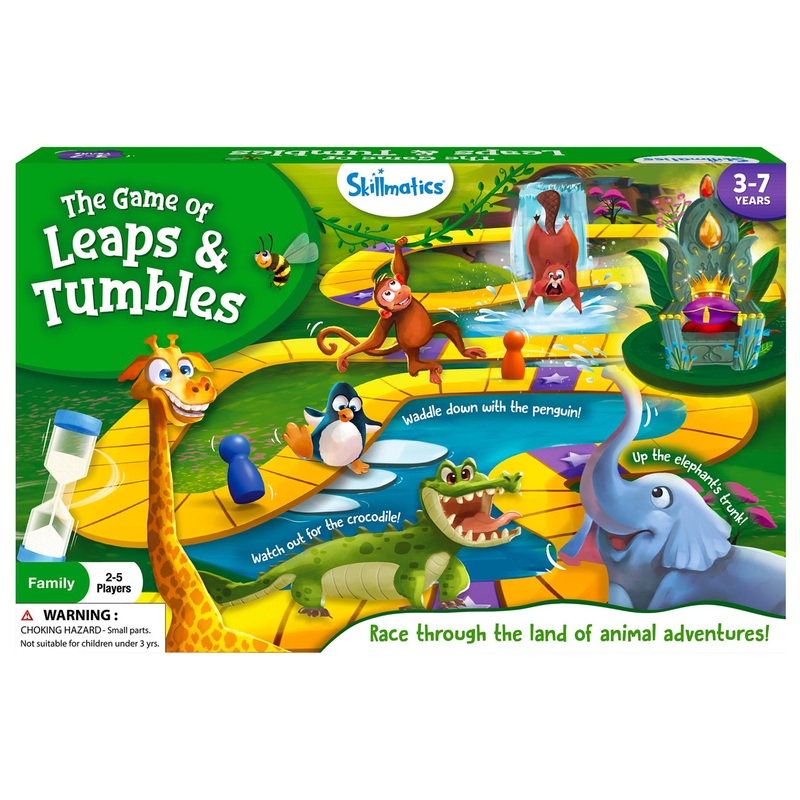 Skillmatics Board Game – Leaps & Tumbles, Race Through The Land of Animal Adventures, Classic Game with a Twist for Ages 3 to 7