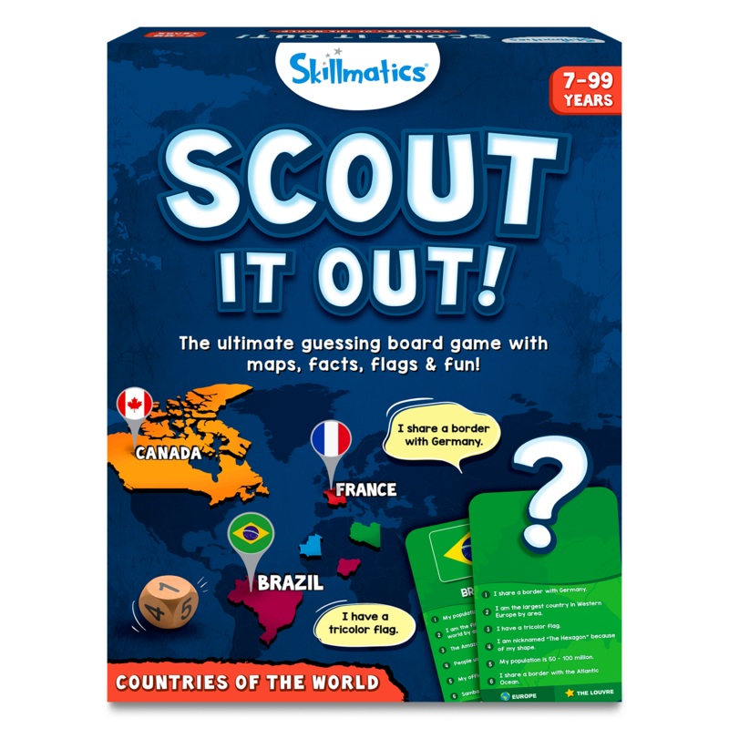 Skillmatics Board Game – Scout It Out Countries of the World, Fun Guessing & Trivia Game for Families, Ages 7 and Up
