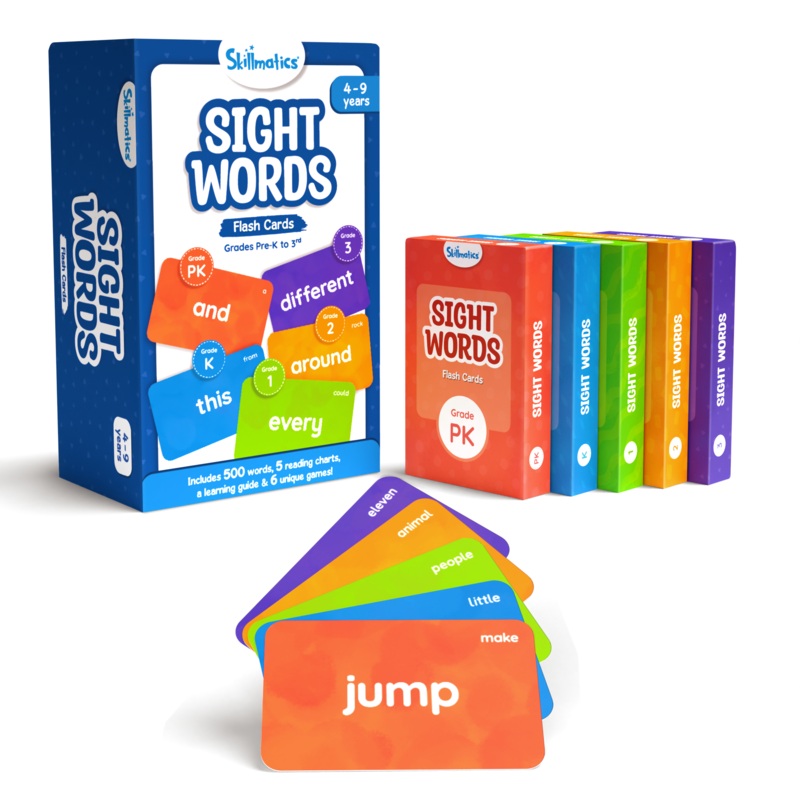 Skillmatics Flash Cards – 500 Sight Words, for Preschool (Pre-K), Kindergarten,1st, 2nd, 3rd Grade, Includes The Dolch & Fry Word List & 6 Unique Games