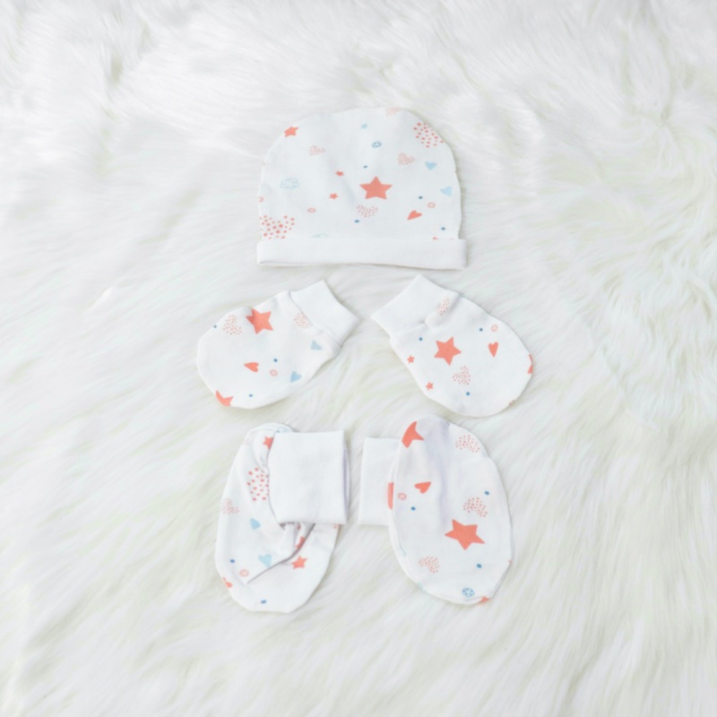 Fairy Dust – Cotton Cap, Mittens & Booties Set