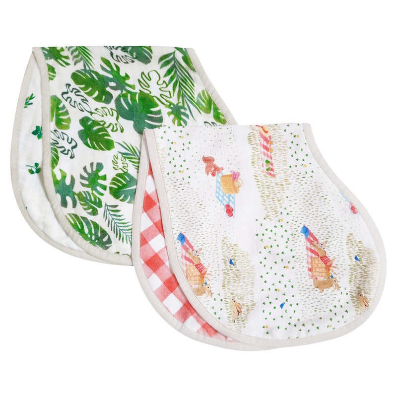Masilo Bamboo Muslin Burp Cloth & Bib (Pack of 2)  Picnic Party
