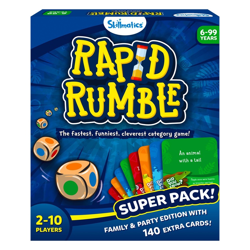 Skillmatics Board Game – Rapid Rumble Super Pack, Family & Party Edition with 140 Extra Cards