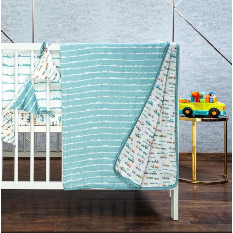 Tiny Snooze Organic Summer Blanket- Traffic Jam 0-6 Years