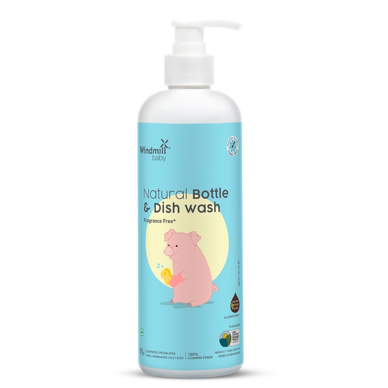 Windmill Baby Bottle Cleaning Liquid, Natural And Fragrance Free, USDA Certified, Allergen Free For Feeding Bottles, Pump Parts And More – 450ml