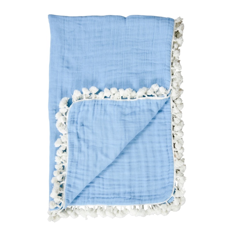 Crane Baby 6 Layer Muslin Blanket Capri – Blue