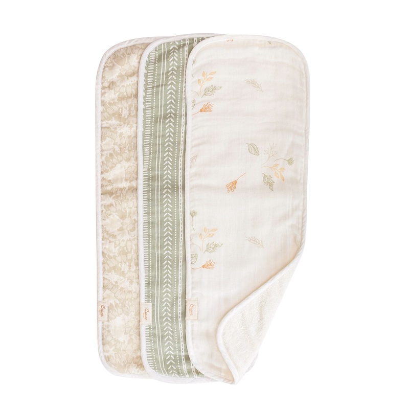 Crane Baby Burp Cloth Set Dainty Leaf Willow Collection – Cream
