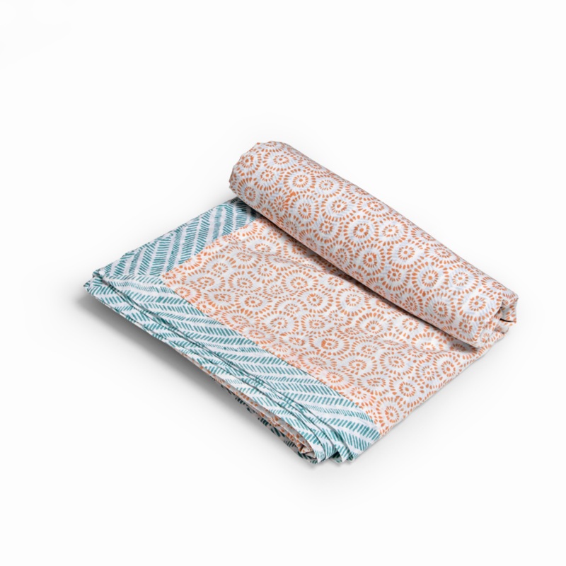 Hand Blockprinted Dohar Blanket  For Kids  Marigold