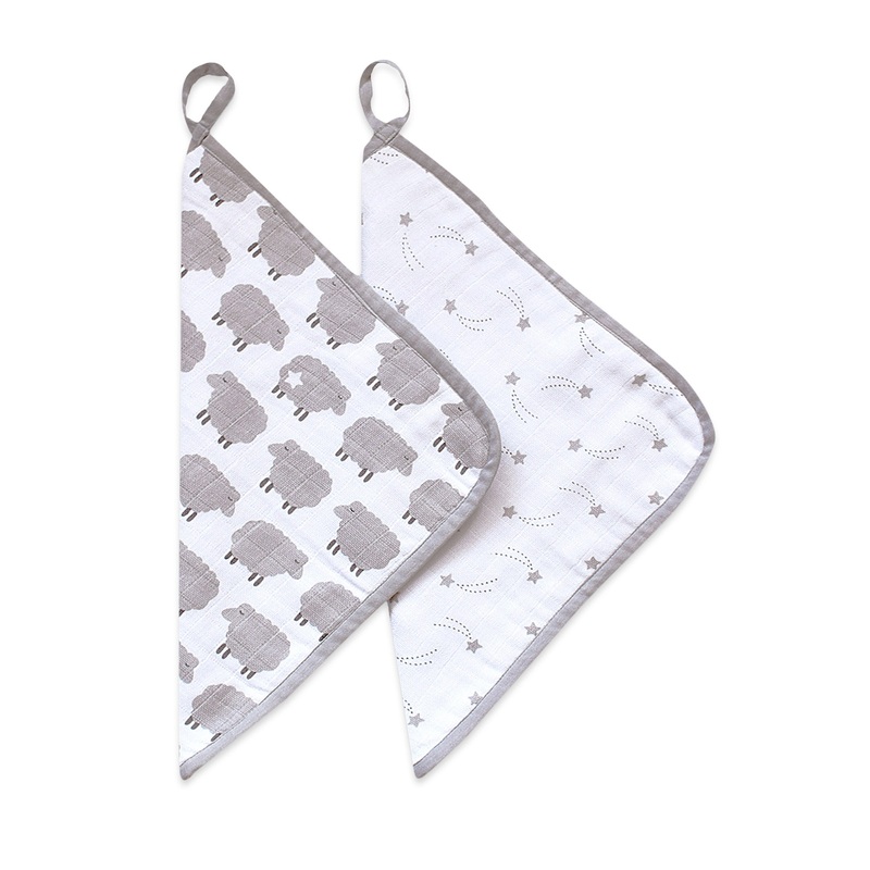 Masilo Organic Muslin Washcloths (Set of 2)  Counting Sheep
