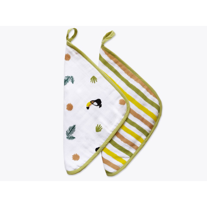 Masilo Organic Muslin Washcloths (Set of 2)  Tropical Toucan