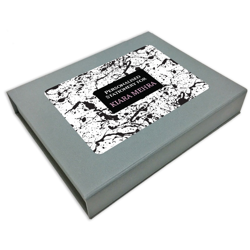 Personalised Black & White Stationery Gift Set – Set of 24 or 48