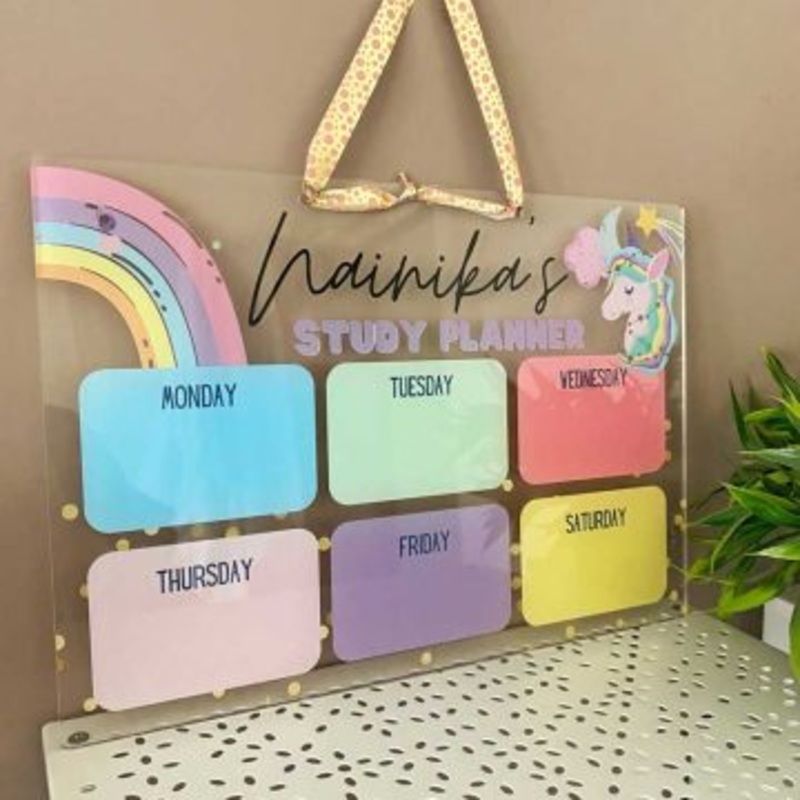 Personalised Unicorns & Rainbows Weekly Planner – Reusable