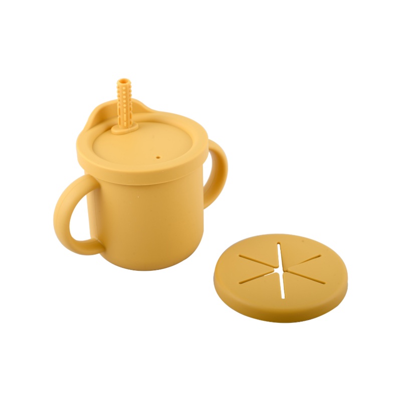 Silicone 2-In-1 Snack And Sippy Cup With Straw  – Yellow