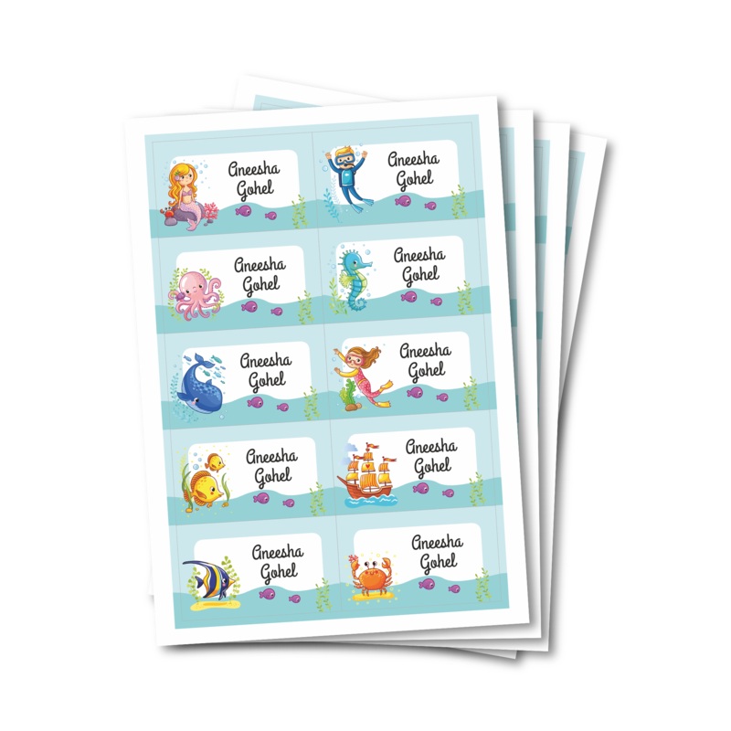 Waterproof Labels – Sea Animals (Set Of 40)