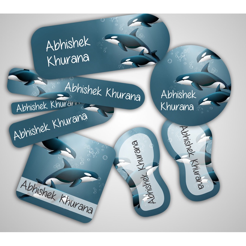 Dolphin Name Labels – Complete / Split / Iron Ons Packs