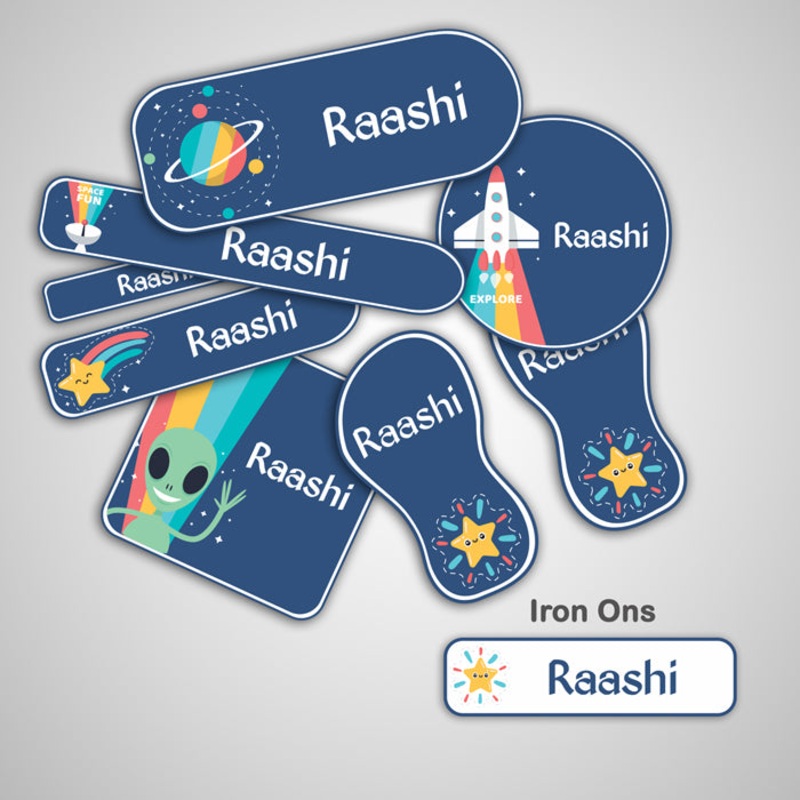 Outer Space Name Labels-Complete / Split /  Iron Ons Packs