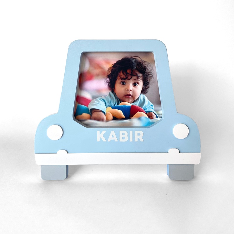 Personalised Baby Car Photo Frame – Blue