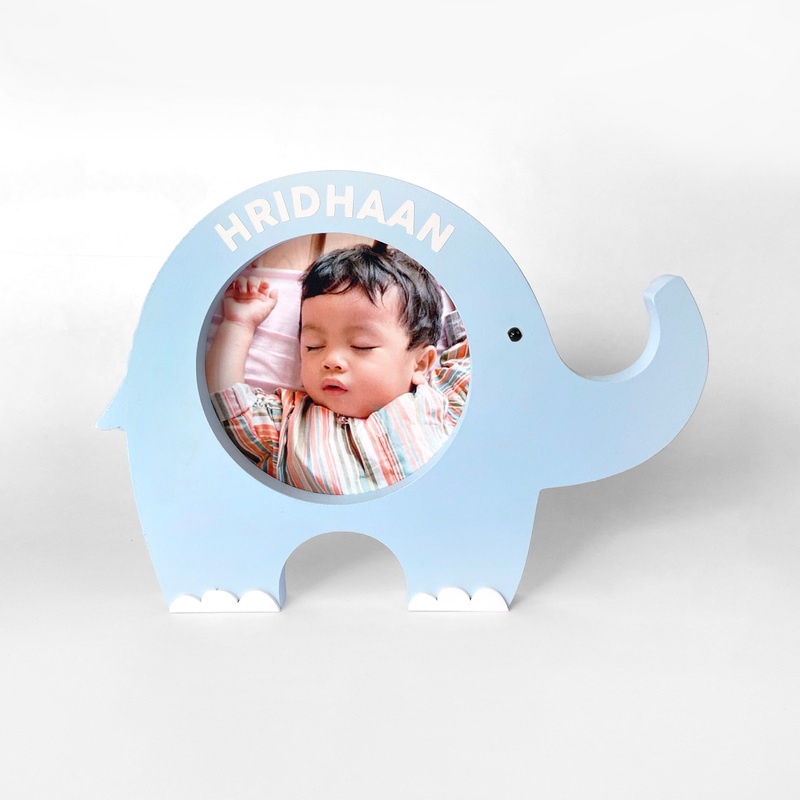 Personalised Baby  Elephant Photo Frame – Blue