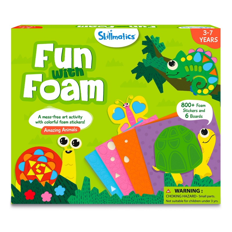 Skillmatics Art Activity – Fun With Foam, No Mess Sticker Art, 6 Creative Animal Themed Pictures, Gifts For Ages 3 To 7