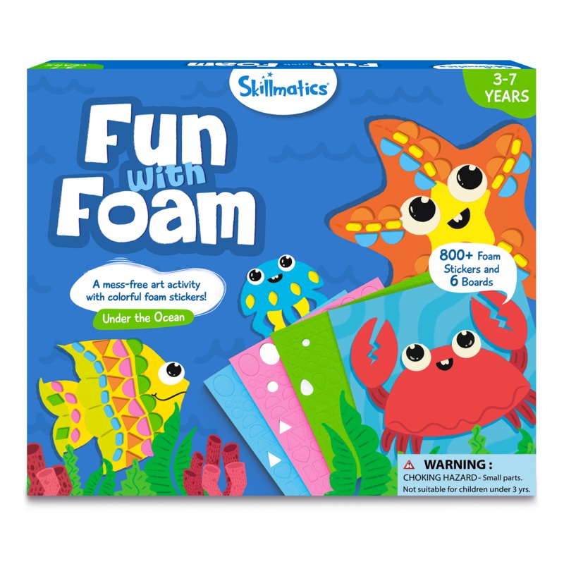 Skillmatics Art Activity – Fun With Foam, No Mess Sticker Art, 6 Creative Underwater Animal Themed Pictures, Gifts For Ages 3 To 7